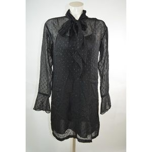 Theory Metallic Scarf Dress Sz 2 Black Shift Dress
